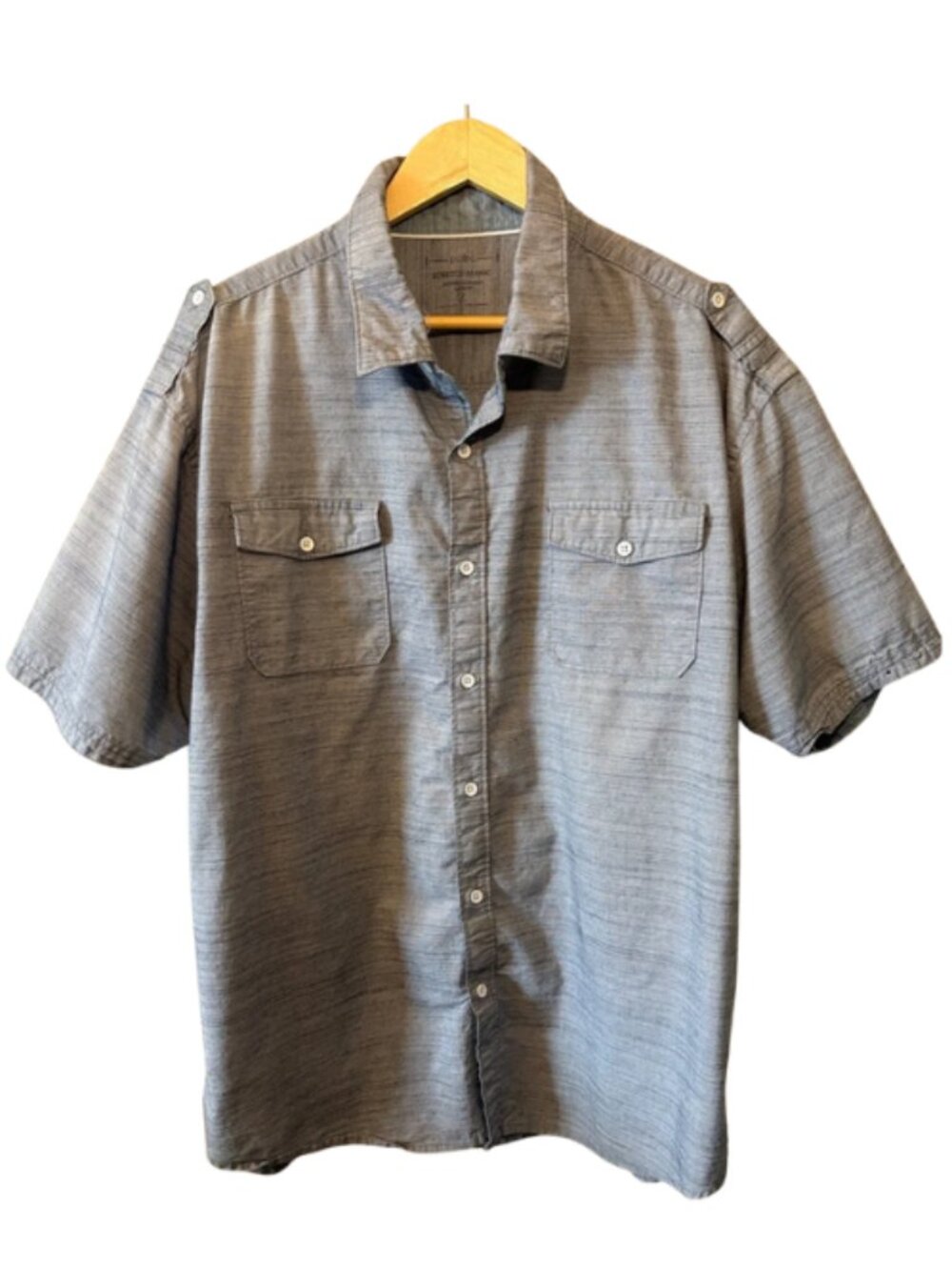 Pd& C Men's Short Sleeve Chambray Button-Up Shirt - Light Blue